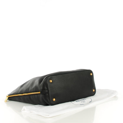Prada Vitello Daino Side Zip Shopping Tote Nero Black 5 of 10