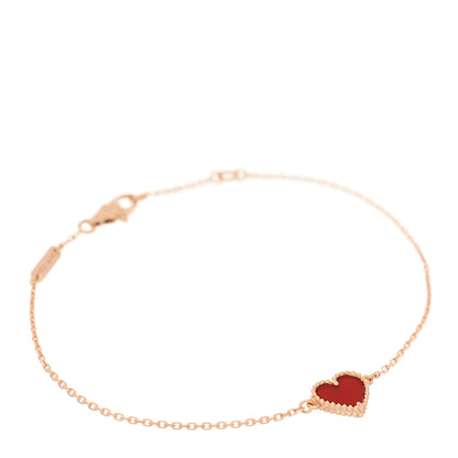 Van Cleef & Arpels 18K Rose Gold Carnelian Sweet Alhambra Heart Bracelet 1 of 3