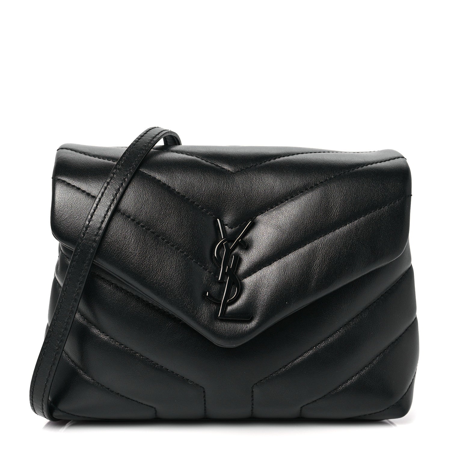 Saint Laurent Calfskin Y Quilted Monogram Toy Loulou Crossbody Bag Black 1 of 8