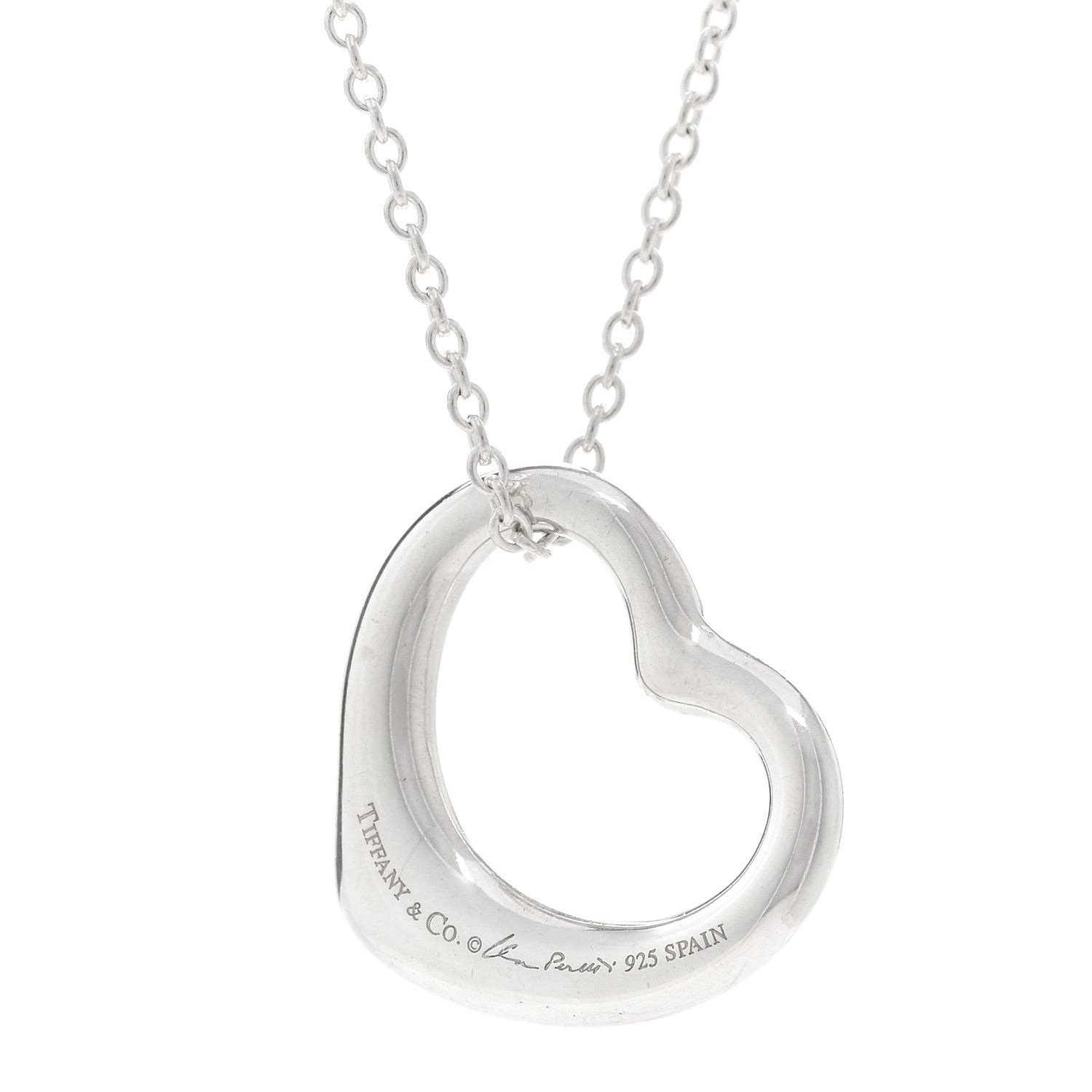 Tiffany Sterling Silver 22mm Elsa Peretti Open Heart Pendant Necklace 5 of 5