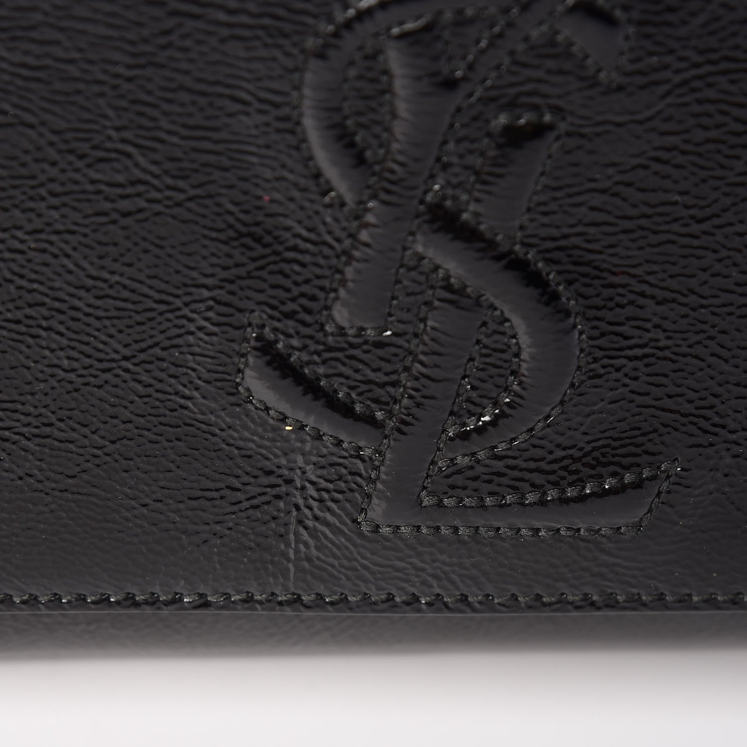 Saint Laurent Textured Patent Monogram Large Belle De Jour Clutch Black 10 of 10