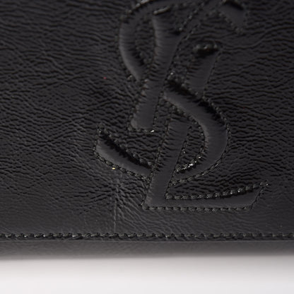 Saint Laurent Textured Patent Monogram Large Belle De Jour Clutch Black 10 of 10