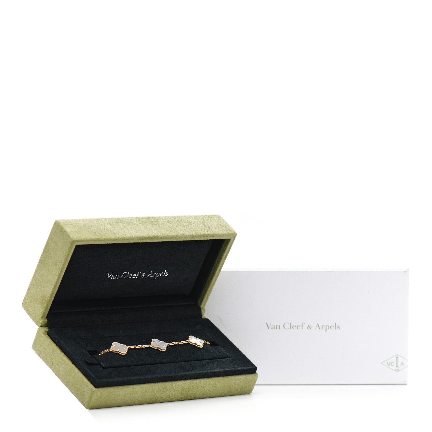 Van Cleef & Arpels 18K Yellow Gold Mother of Pearl 5 Motifs Vintage Alhambra Bracelet 6 of 6