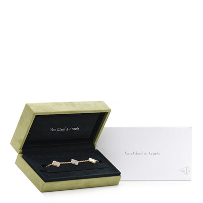 Van Cleef & Arpels 18K Yellow Gold Mother of Pearl 5 Motifs Vintage Alhambra Bracelet 6 of 6