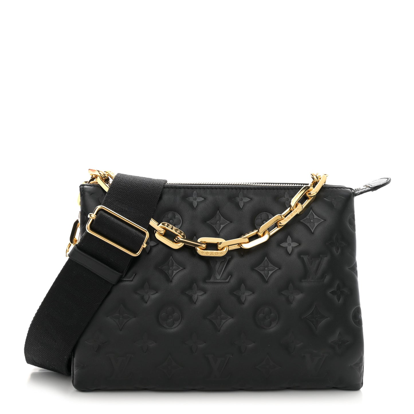 Lambskin Embossed Monogram Coussin PM Black