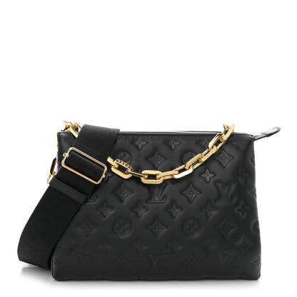Louis Vuitton Lambskin Embossed Monogram Coussin PM Black 1 of 11