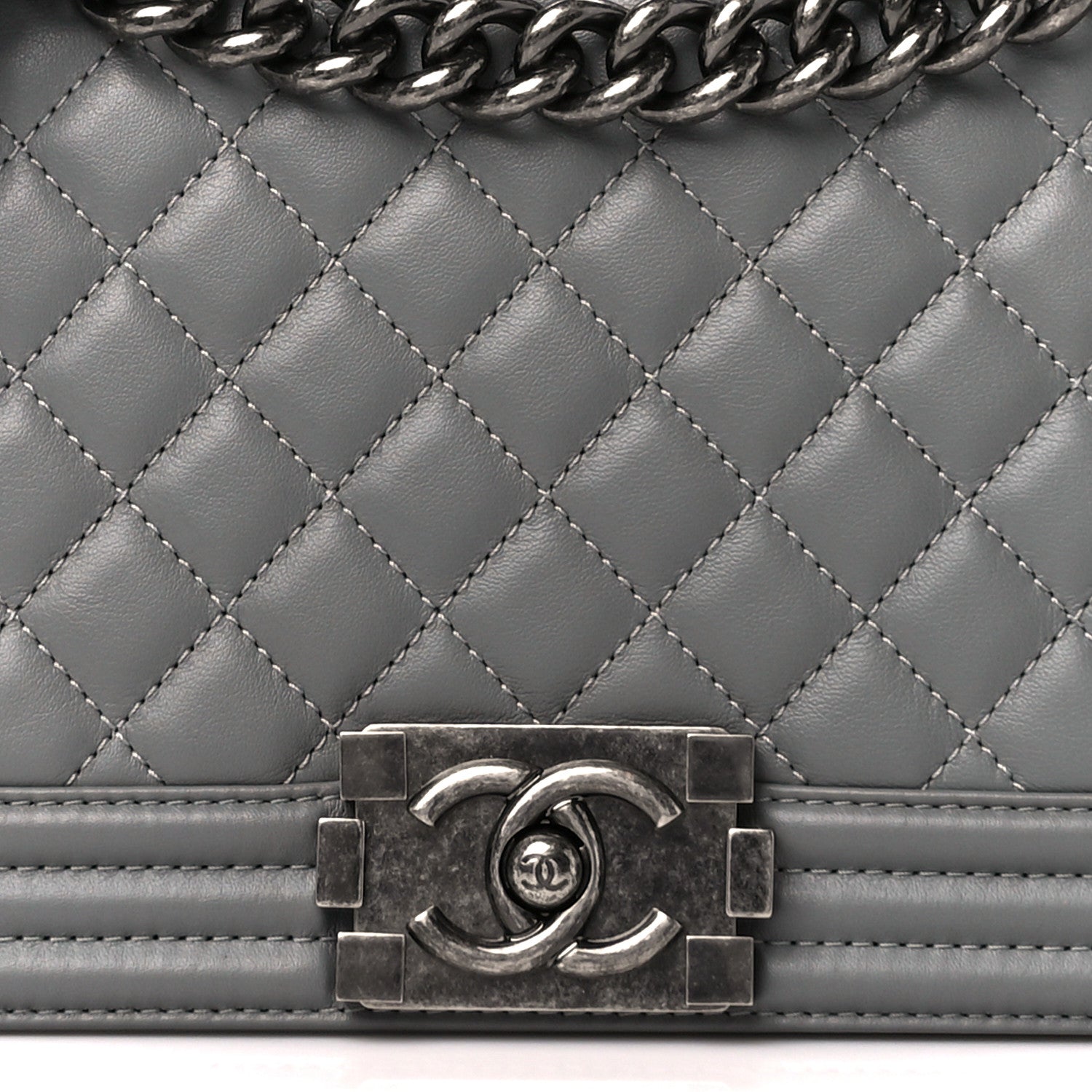 Chanel Lambskin Quilted Medium Boy Flap Grey 8 of 10