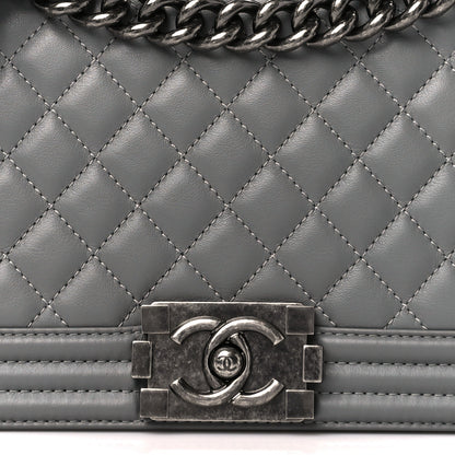 Chanel Lambskin Quilted Medium Boy Flap Grey 8 of 10