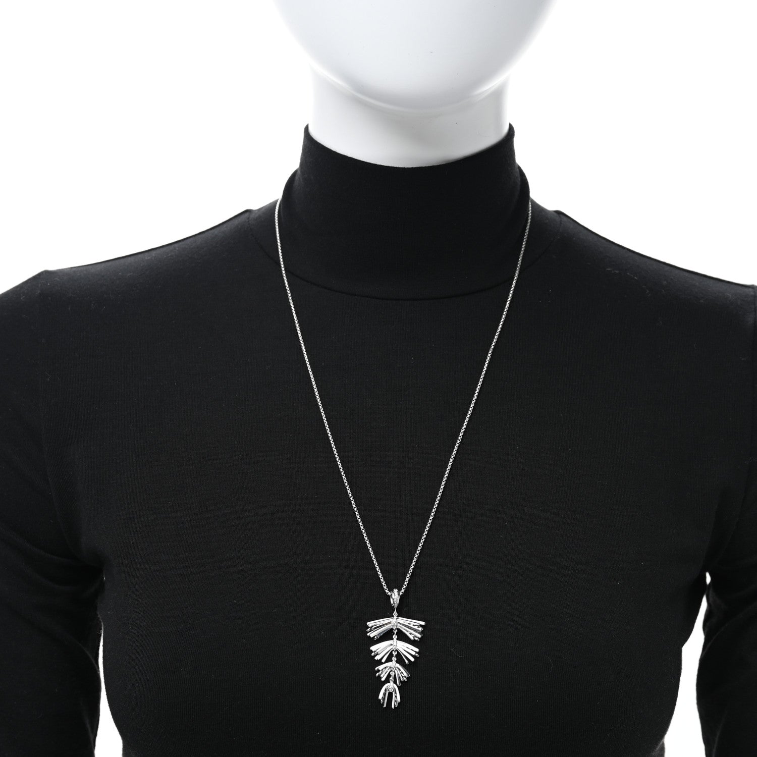 David Yurman Sterling Silver Diamond Angelika Fringe Pendant Necklace 3 of 4