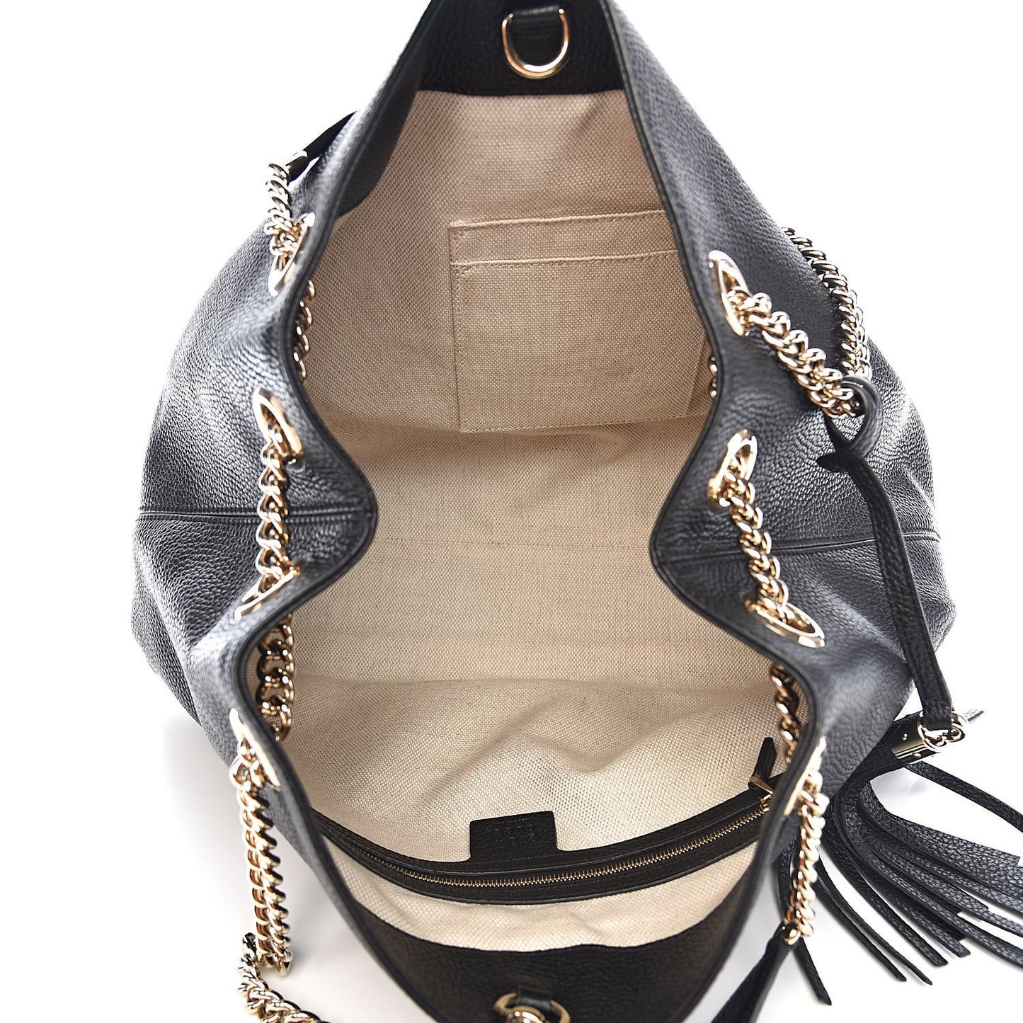 Pebbled Calfskin Medium Soho Chain Shoulder Bag Black