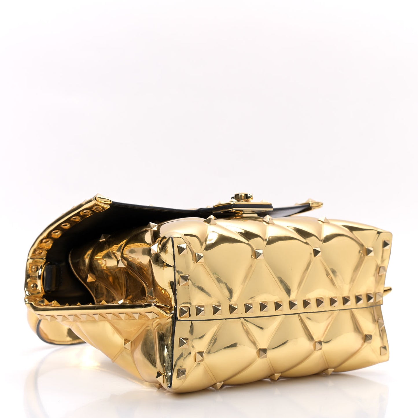 Metallic PVC Candystud Top Handle Bag Gold