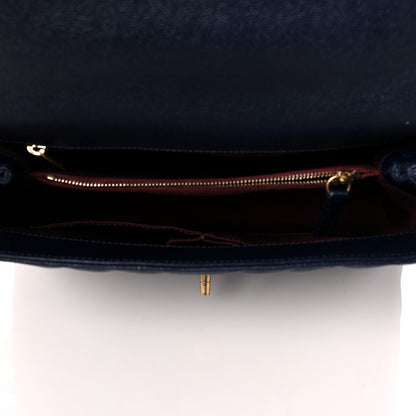 Chanel Caviar Chevron Quilted Small Coco Handle Flap Navy 4 of 8