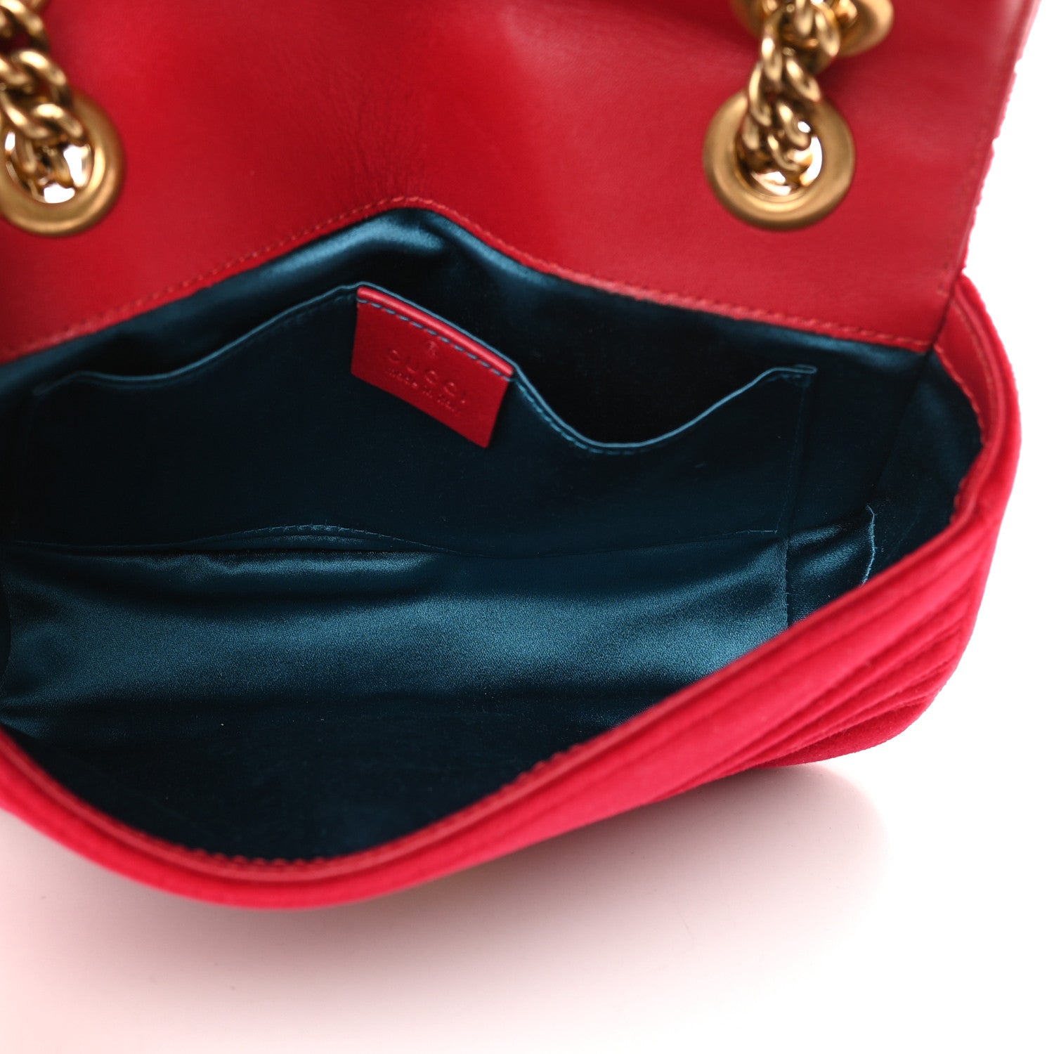 Gucci Velvet Matelasse Mini GG Marmont Shoulder Bag Hibiscus Red 5 of 11