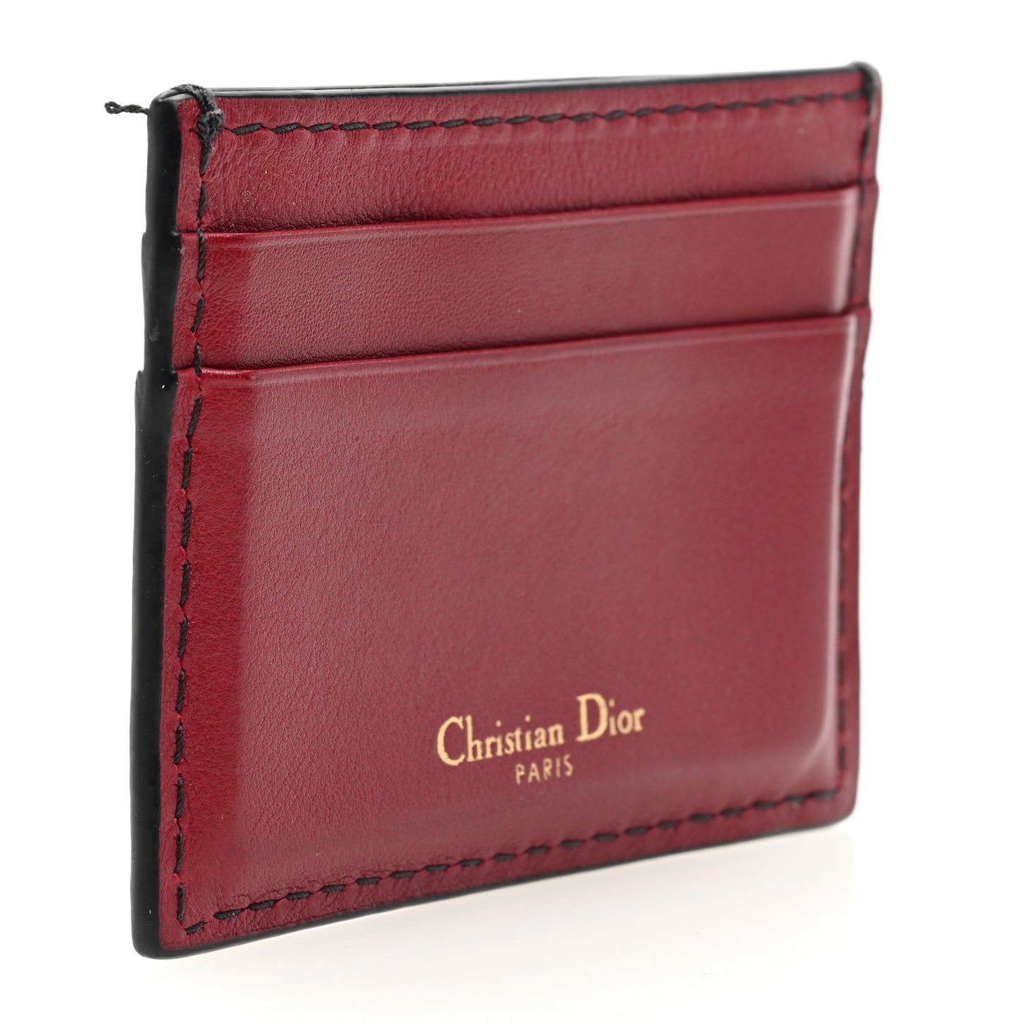 Calfskin D-Fence Card Holder Red