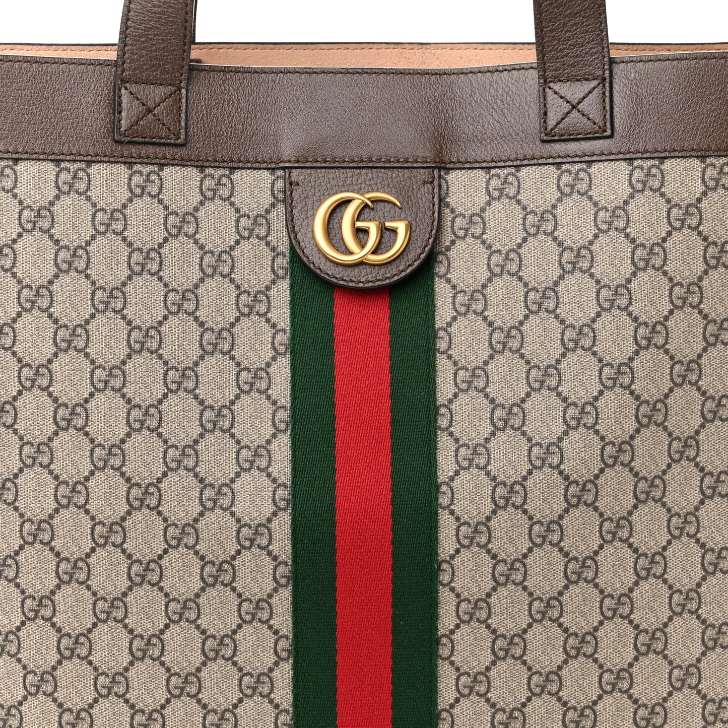 GG Supreme Monogram Web Large Ophidia Vertical Shopping Tote Brown