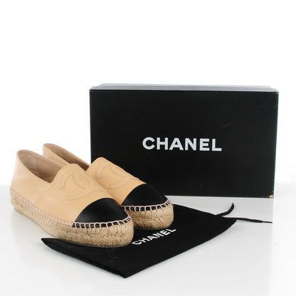 Chanel Lambskin CC Espadrilles 37 Beige Black 5 of 9