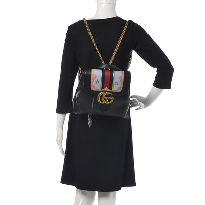 Gucci Calfskin Web GG Marmont Flap Chain Backpack Black 2 of 13