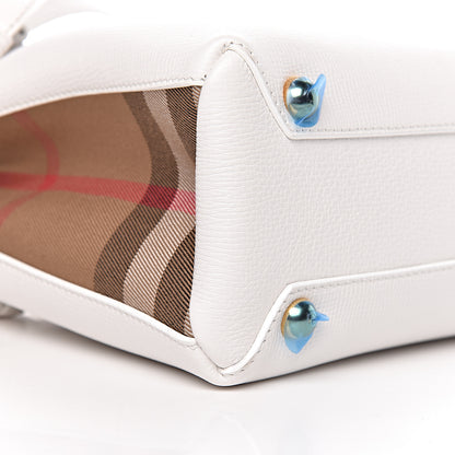 Burberry Grainy Calfskin House Check Small Banner Tote Chalk White 9 of 12