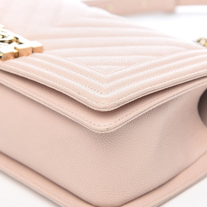 Chanel Caviar Chevron Quilted Medium Boy Flap Nude 12 of 15