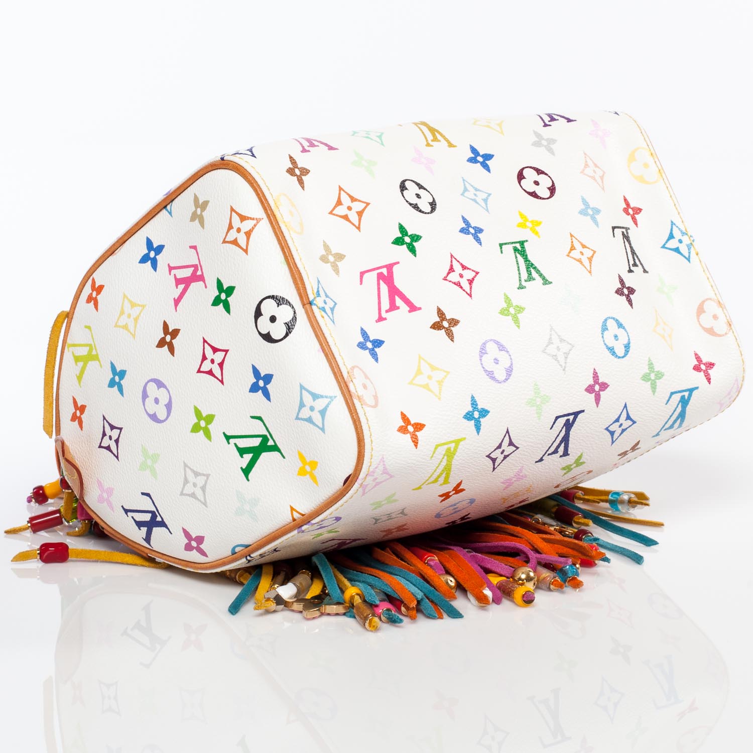 Louis Vuitton Monogram Multicolor Fringe Speedy 25 White 5 of 9