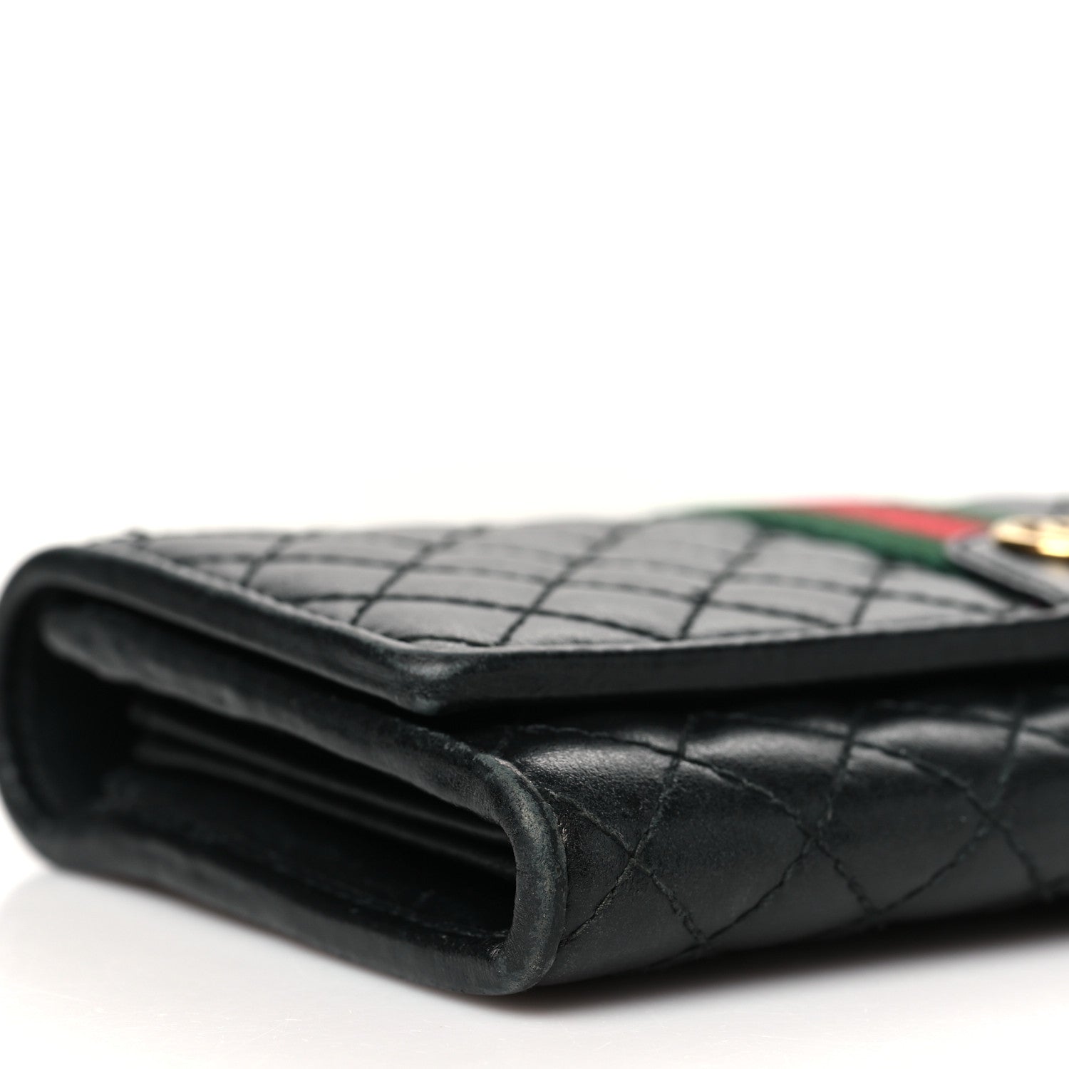 Gucci Calfskin Web Trapuntata GG Continental Wallet Black 9 of 12