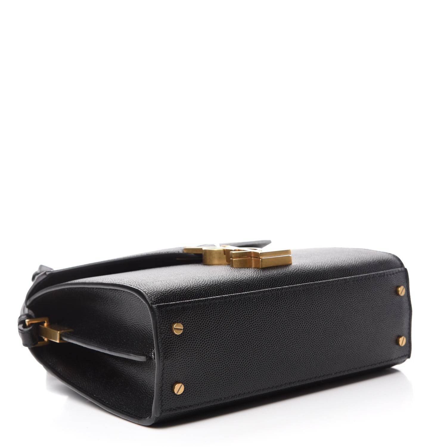 Saint Laurent Grain de Poudre Mini Classic Monogram Cassandra Top Handle Black Rouge Legion 4 of 12