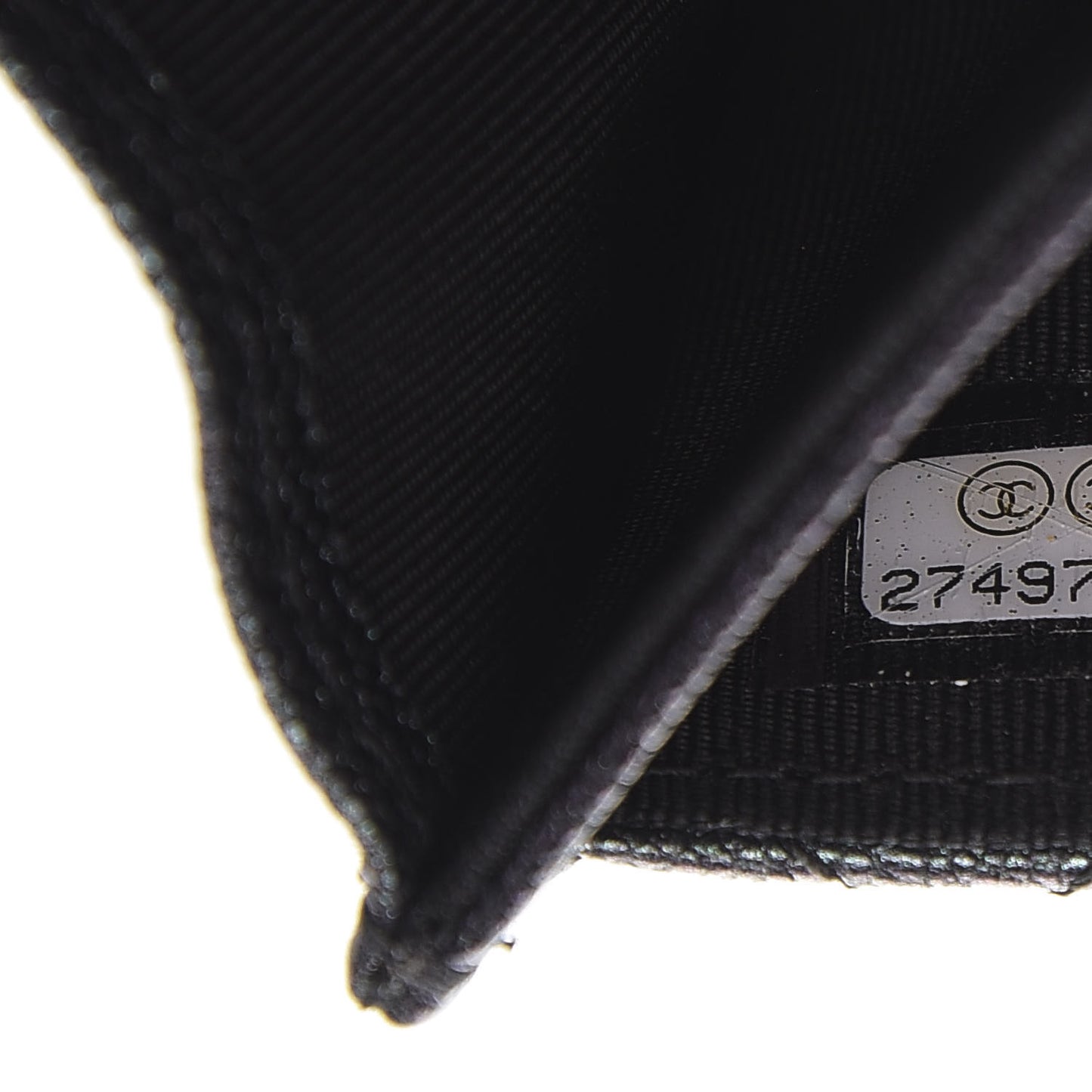 Iridescent Caviar Flap Quilted Card Holder Black