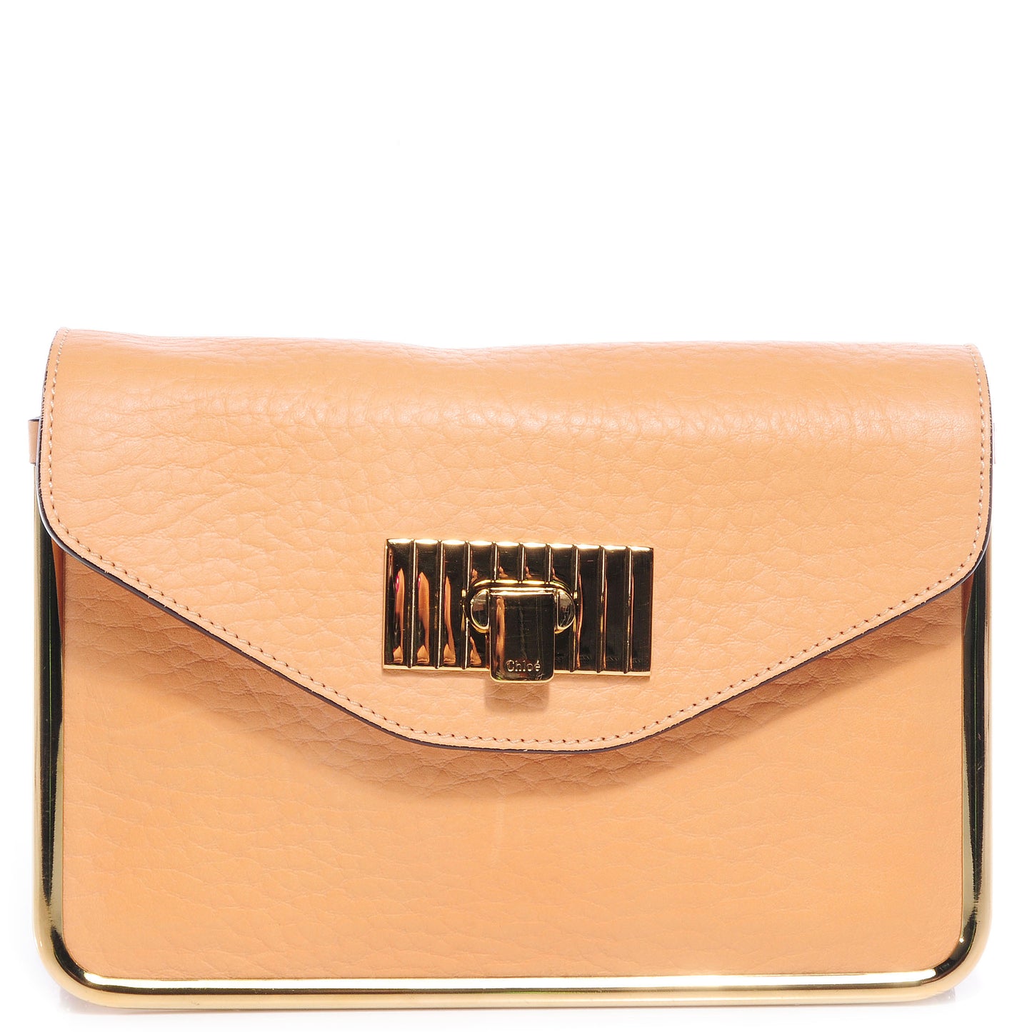 Grained Calfskin Sally Flap Bag Peach Pink