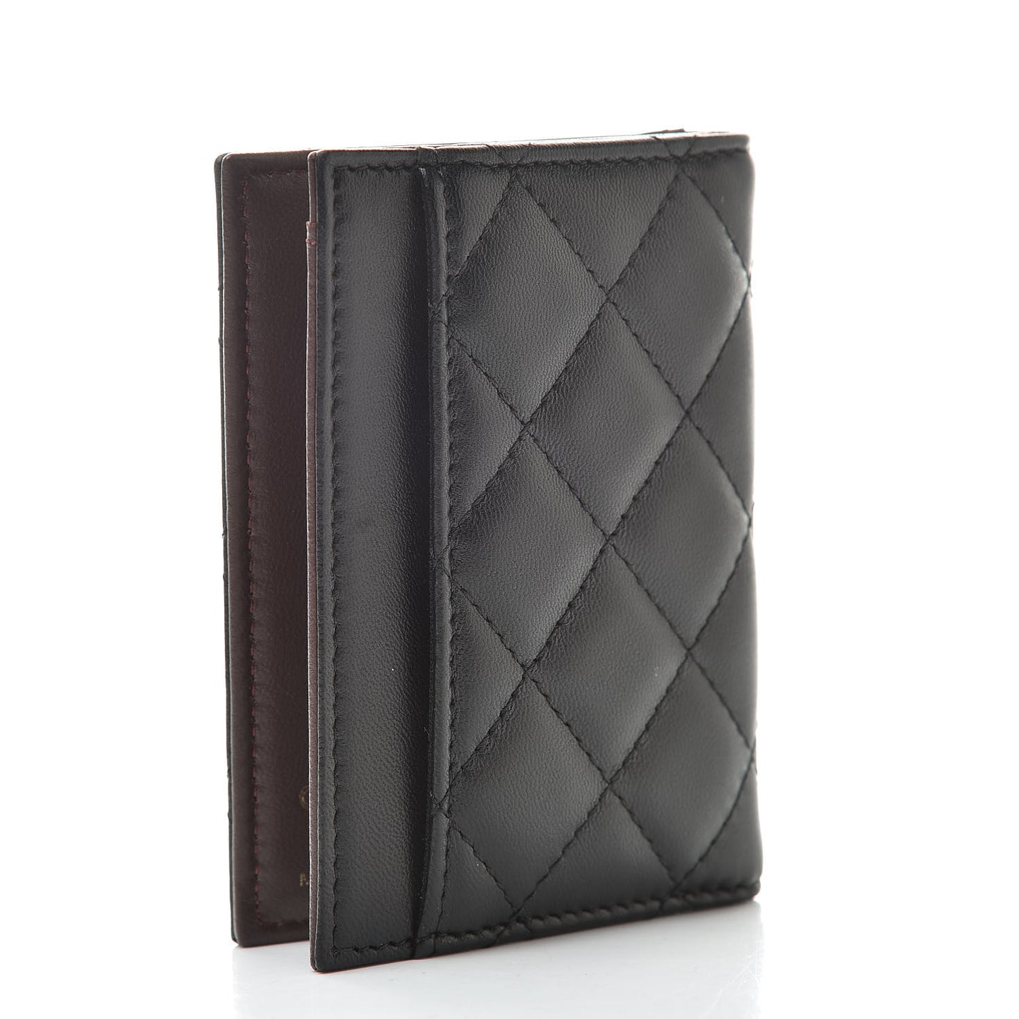 Lambskin Quilted Card Holder Wallet Black