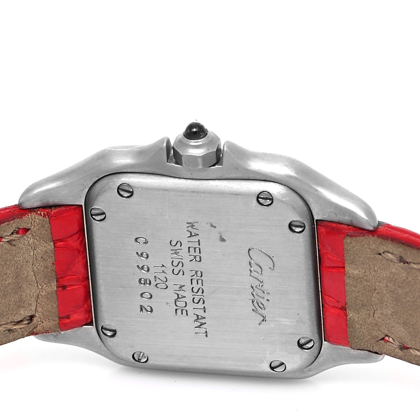 Stainless Steel 18K Yellow Gold Alligator 22mm Panthere Quartz Watch Red