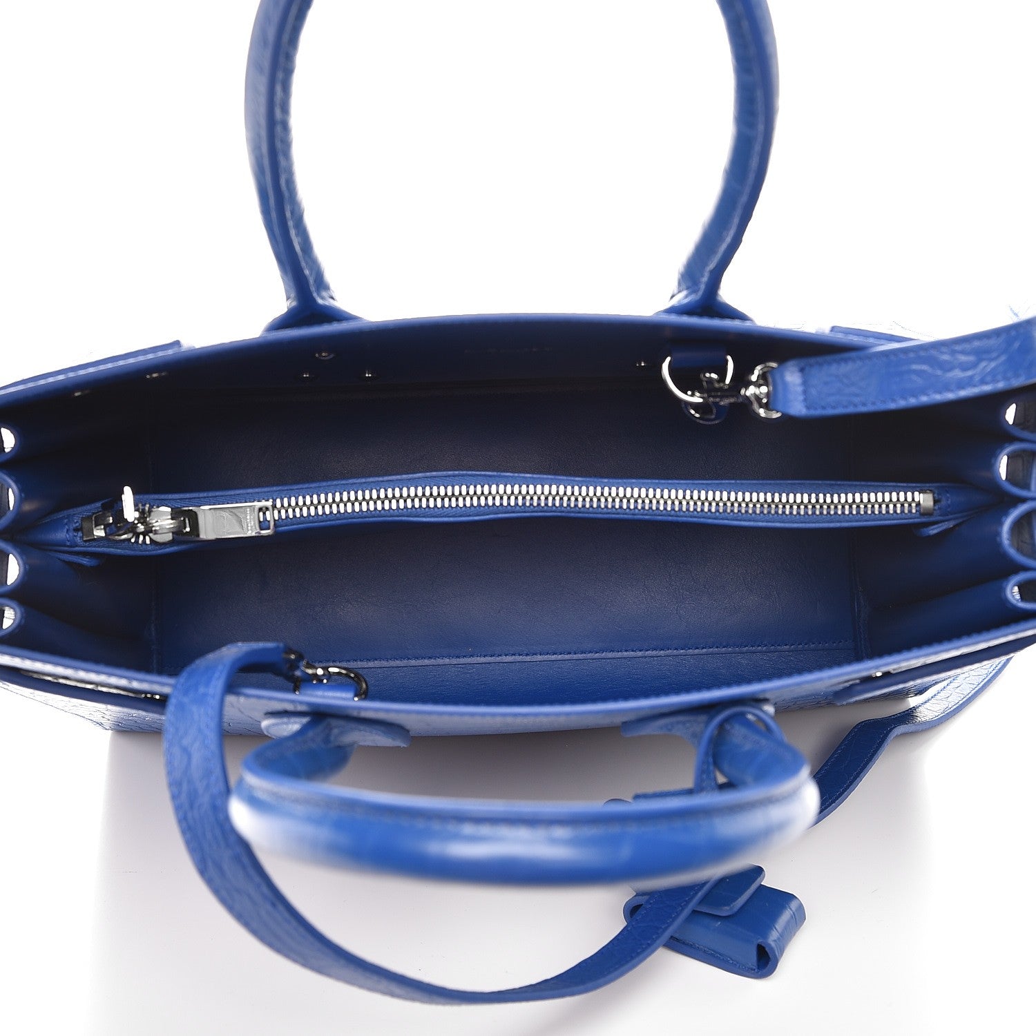 Saint Laurent Calfskin Crocodile Embossed Small Sac De Jour Royal Blue 6 of 14
