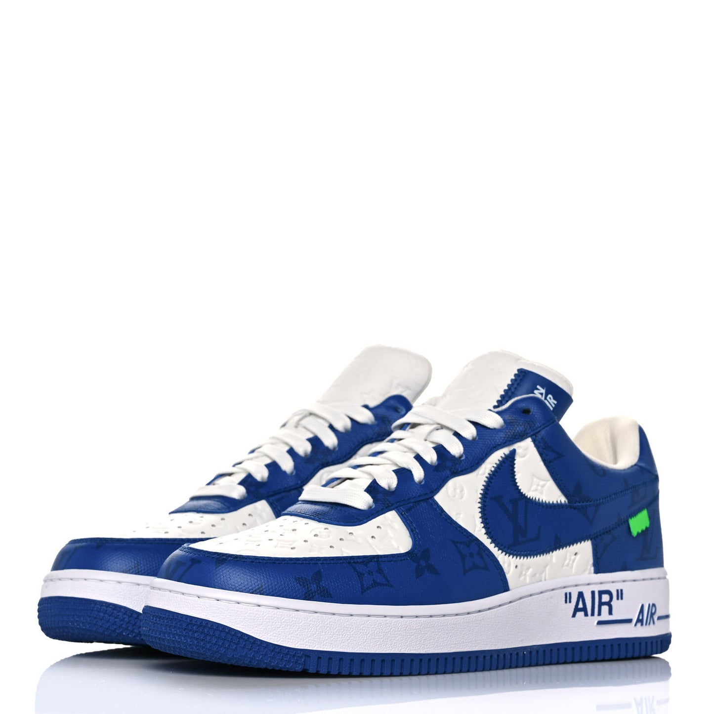 X NIKE AIR FORCE 1 Calfskin Monogram Mens Sneakers 9 Blue