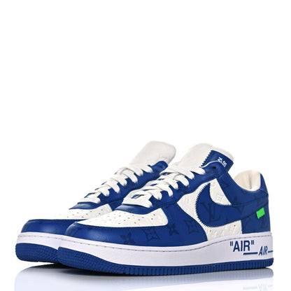 Louis Vuitton X NIKE AIR FORCE 1 Calfskin Monogram Mens Sneakers 9 Blue 3 of 10