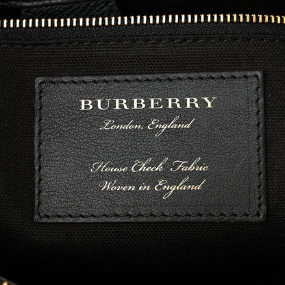 Burberry Derby Calfskin House Check Medium Banner Tote Black 6 of 13