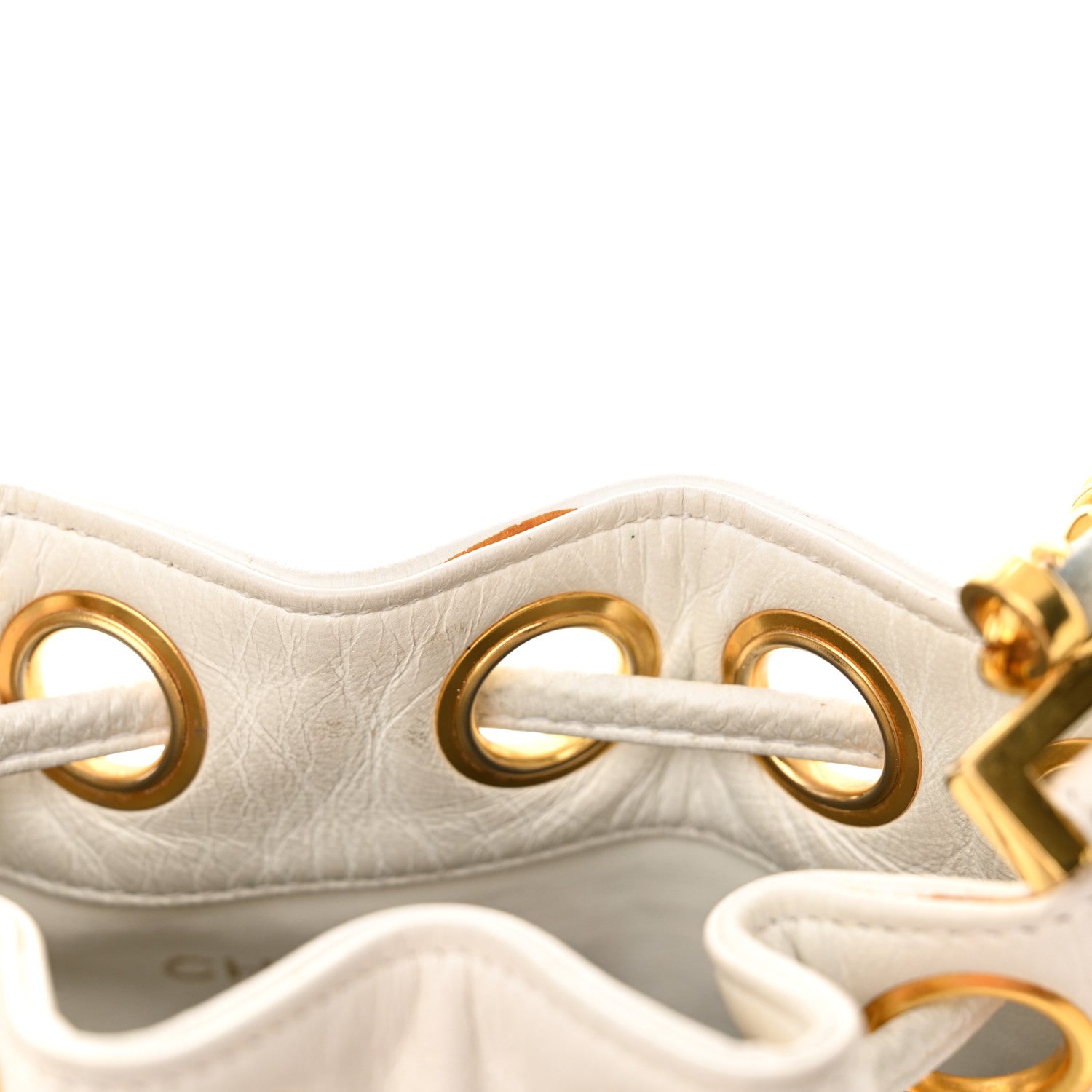 Chanel Lambskin CC Drawstring Bucket Bag White 19 of 20
