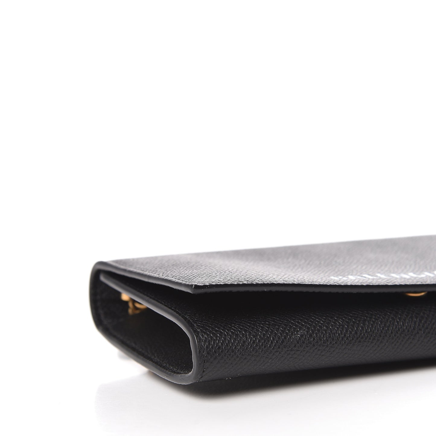 Signature Grained Calfskin Logo Ville Wallet on Chain Black