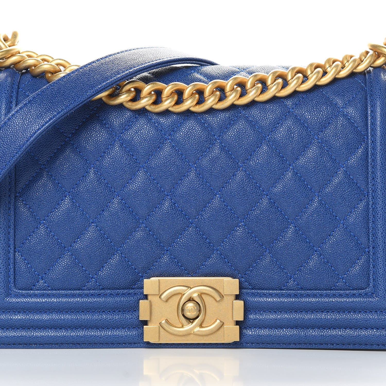 Chanel Caviar Quilted Medium Boy Flap Dark Blue 8 of 10