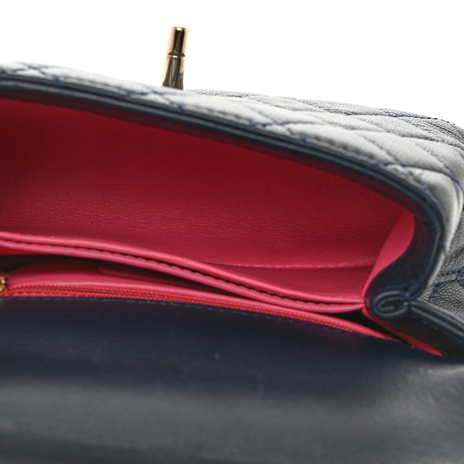 Chanel Goatskin Quilted Extra Mini Rainbow Coco Handle Flap Navy Blue 5 of 10