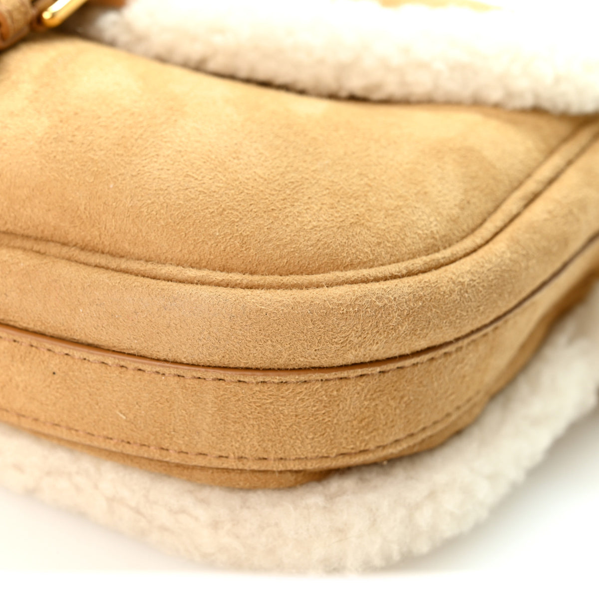 Suede Shearling Medium Bobby Flap Natural