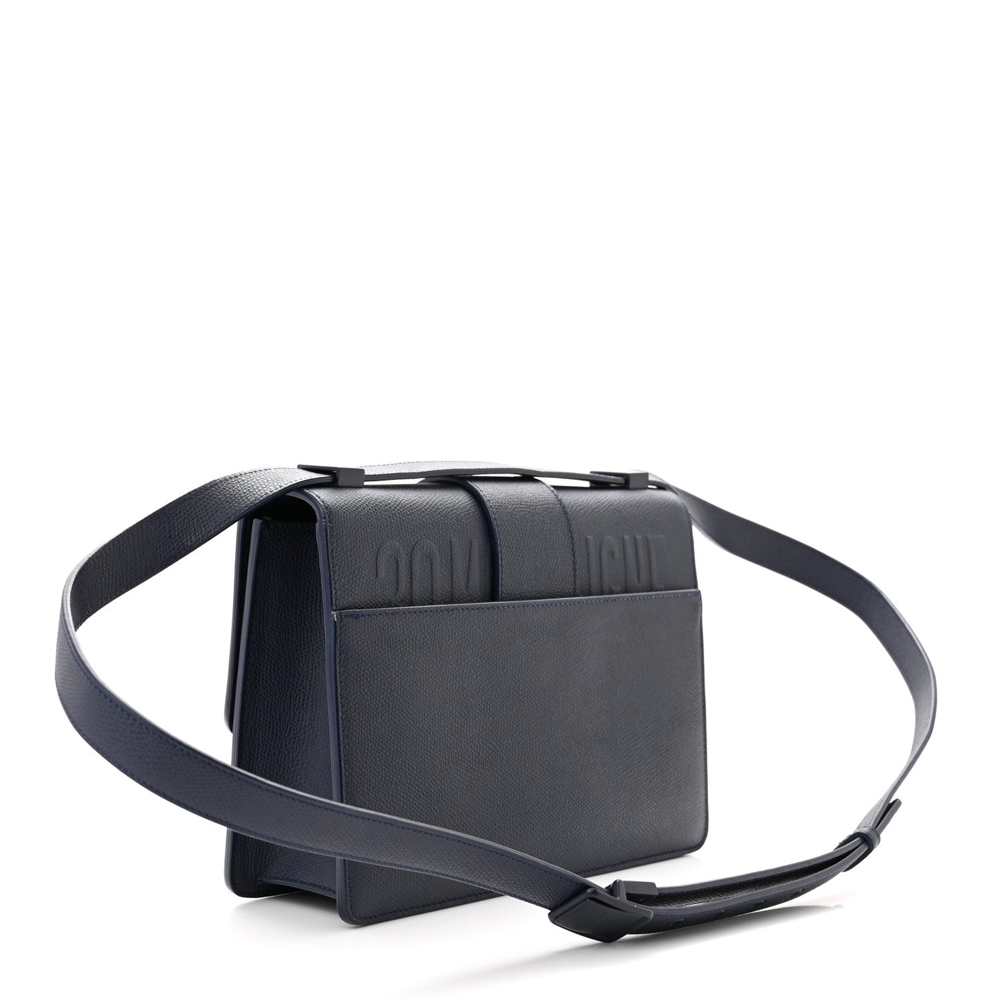 Ultra Matte Grained Calfskin 30 Montaigne Flap Bag Navy