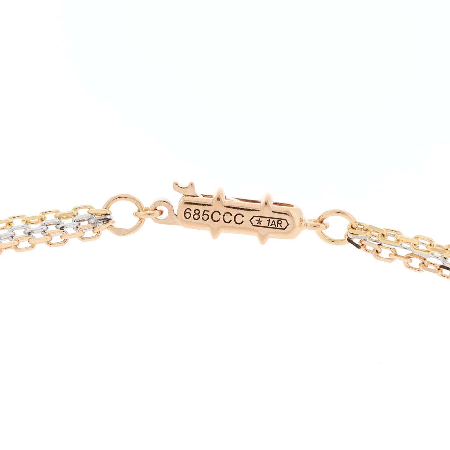 18K Pink Yellow White Gold Three Chain Necklace