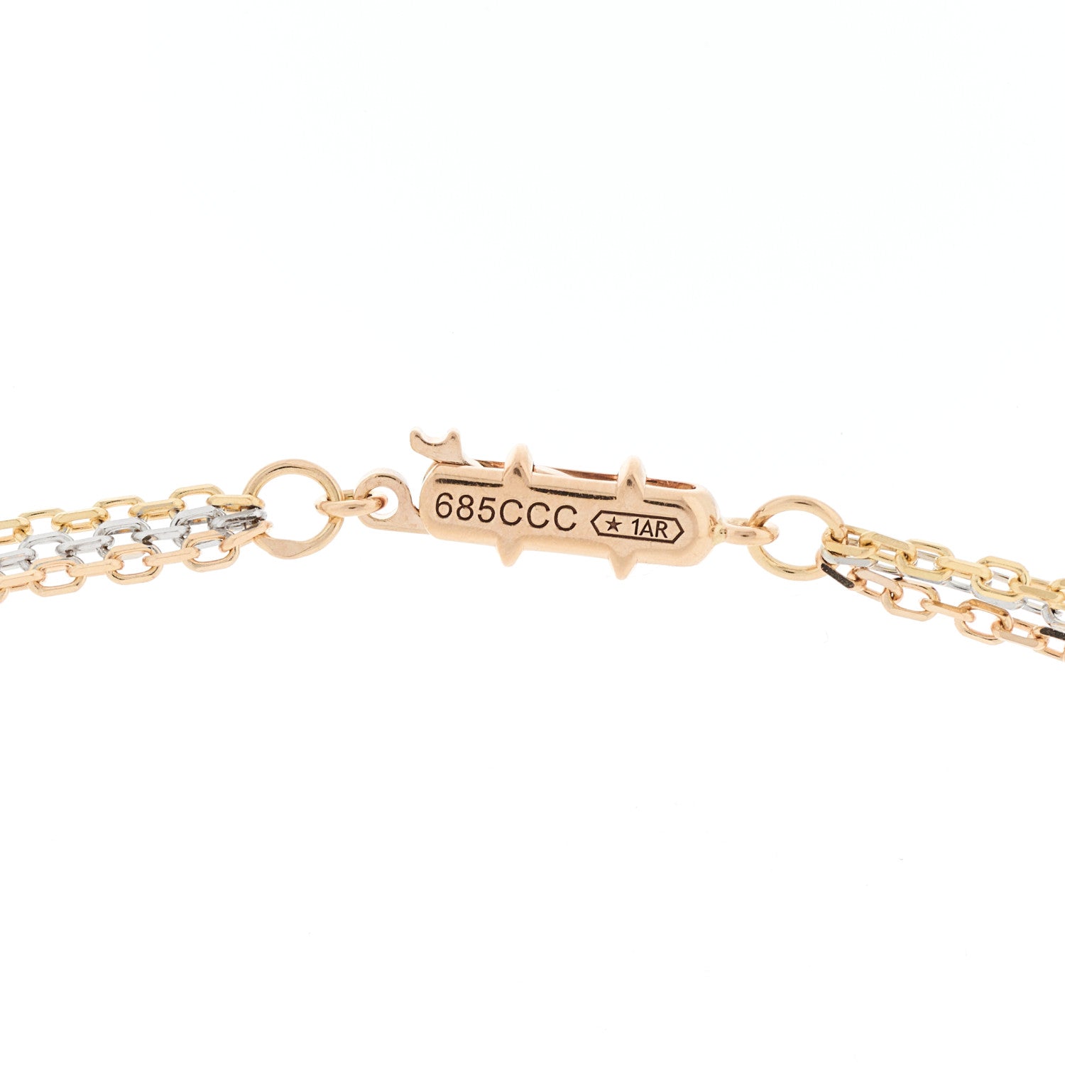 Cartier 18K Pink Yellow White Gold Three Chain Necklace 5 of 6