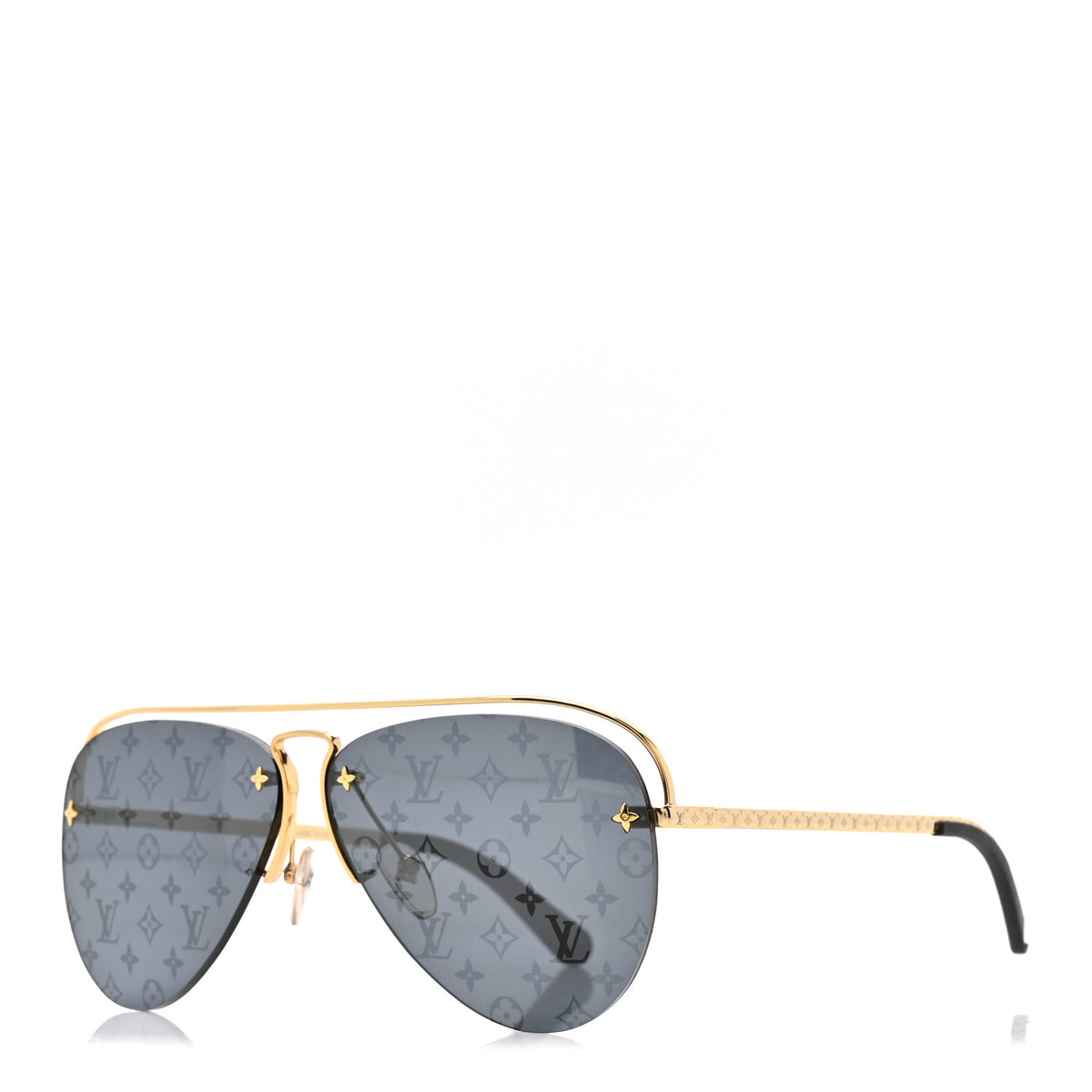 Louis Vuitton Metal Monogram Grease Sunglasses Z1172W Gold 1 of 7