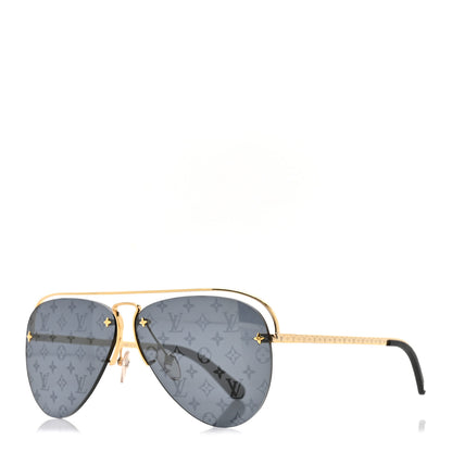 Louis Vuitton Metal Monogram Grease Sunglasses Z1172W Gold 1 of 7
