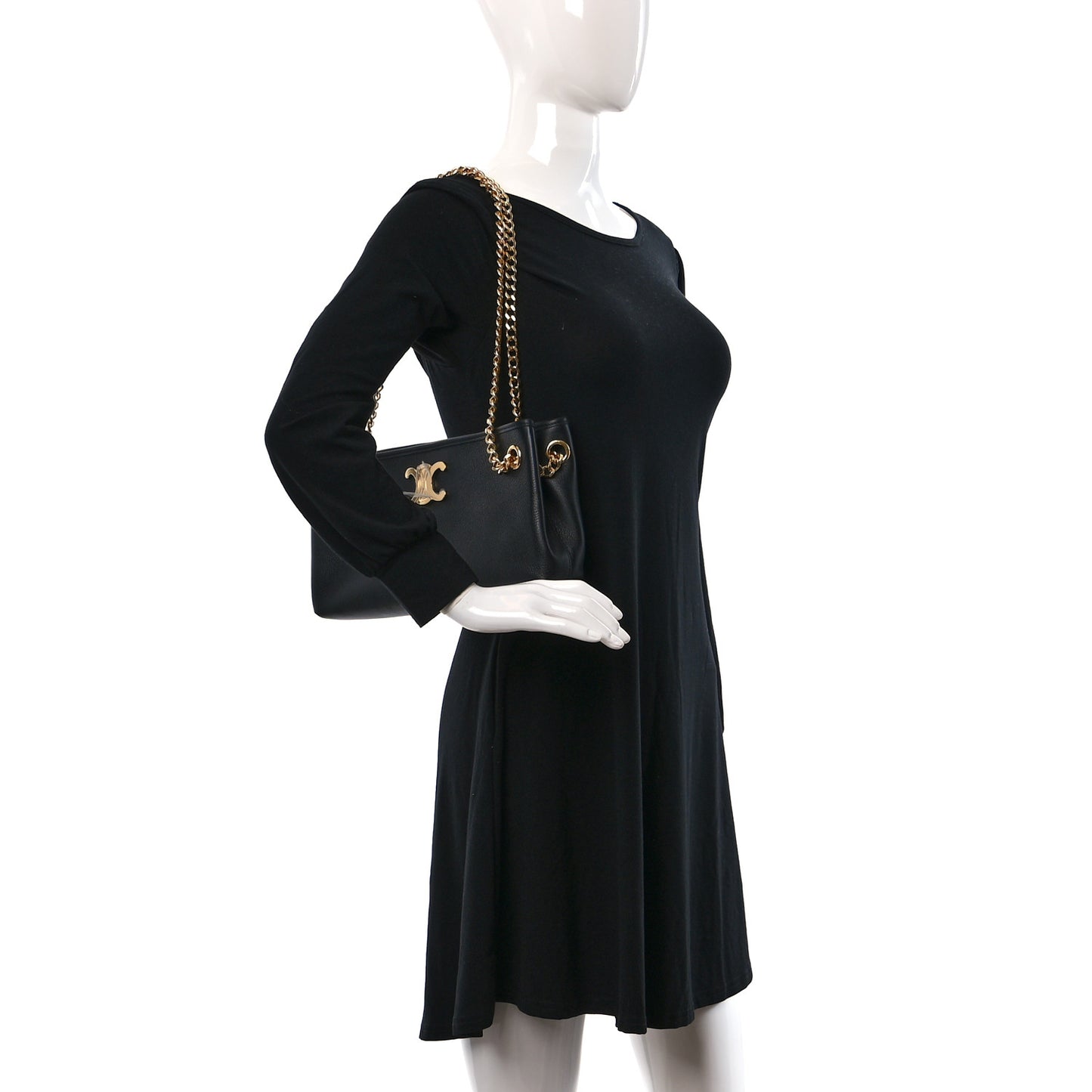 Supple Grained Calfskin Medium Newspaper Bag Black