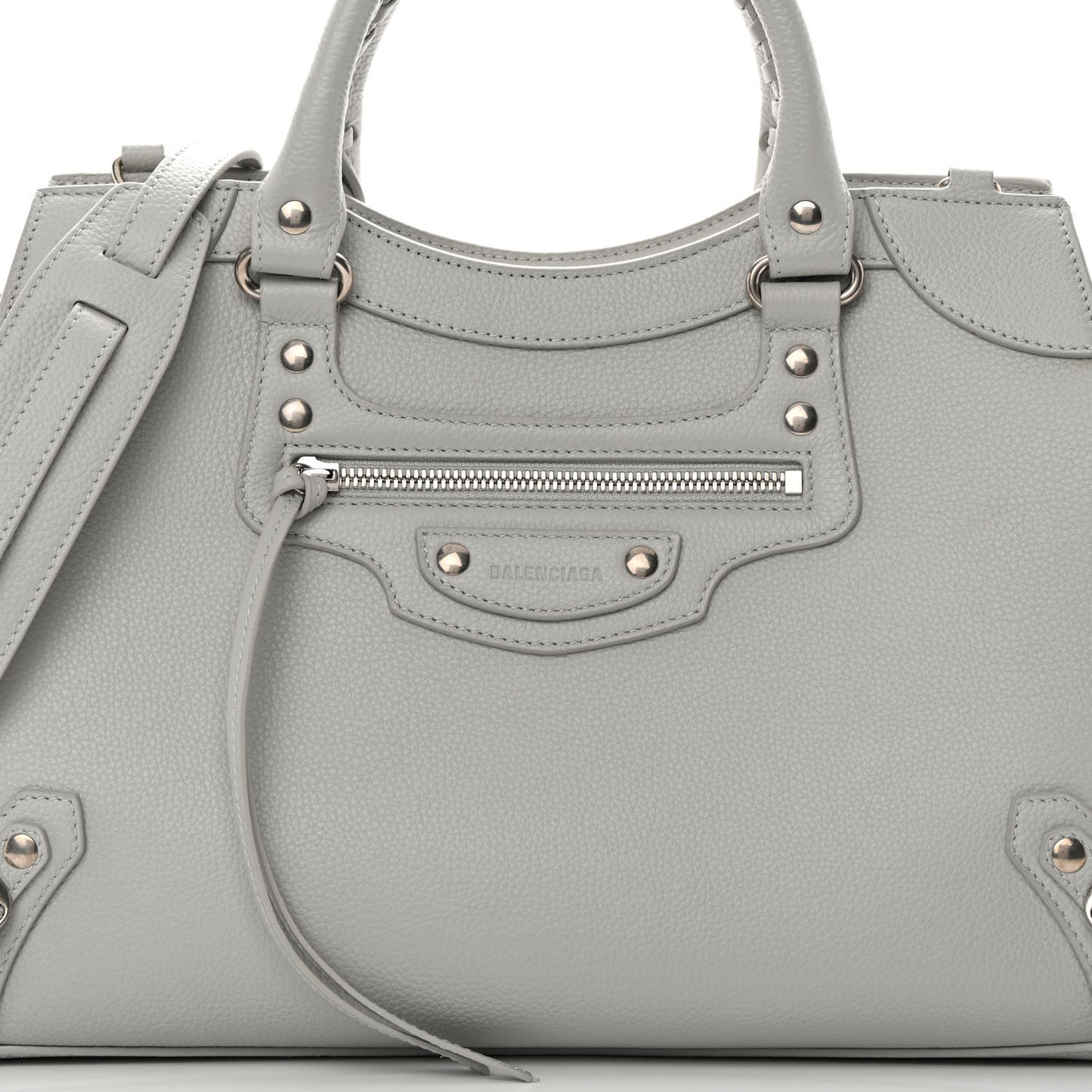 Grained Calfskin Silver Hardware Neo Classic City Light Grey