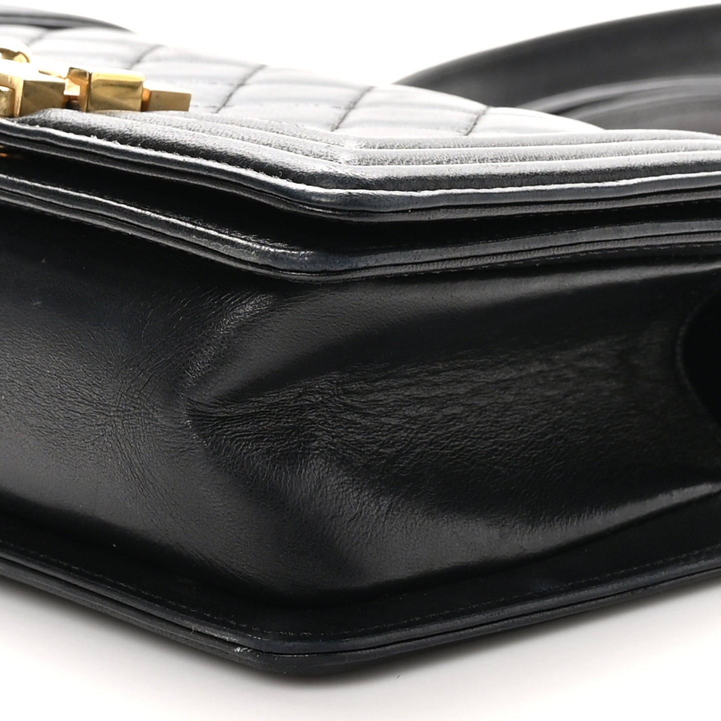 Lambskin Quilted Small Boy Flap Black