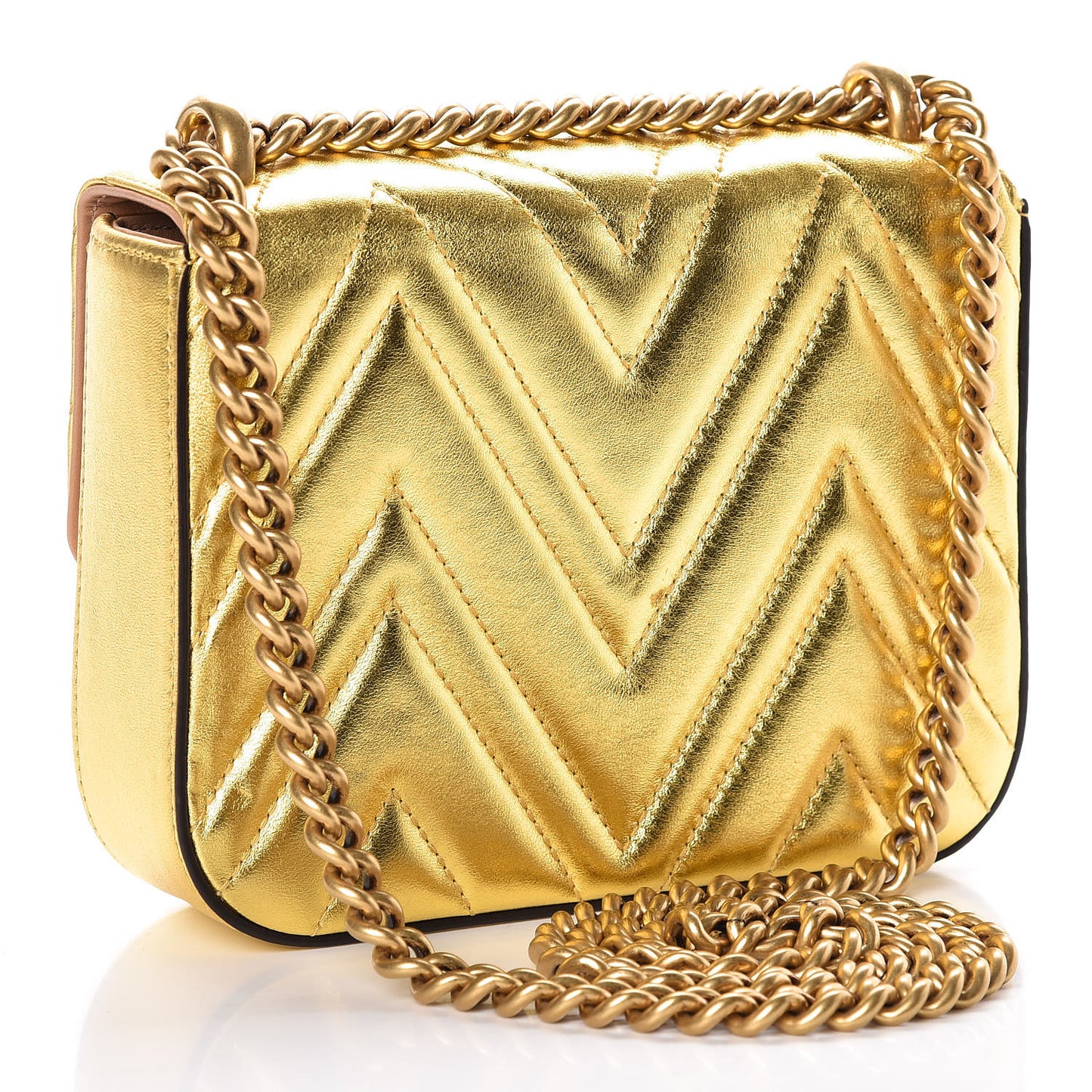 Metallic Nappa Matelasse Broadway Shoulder Bag Gold