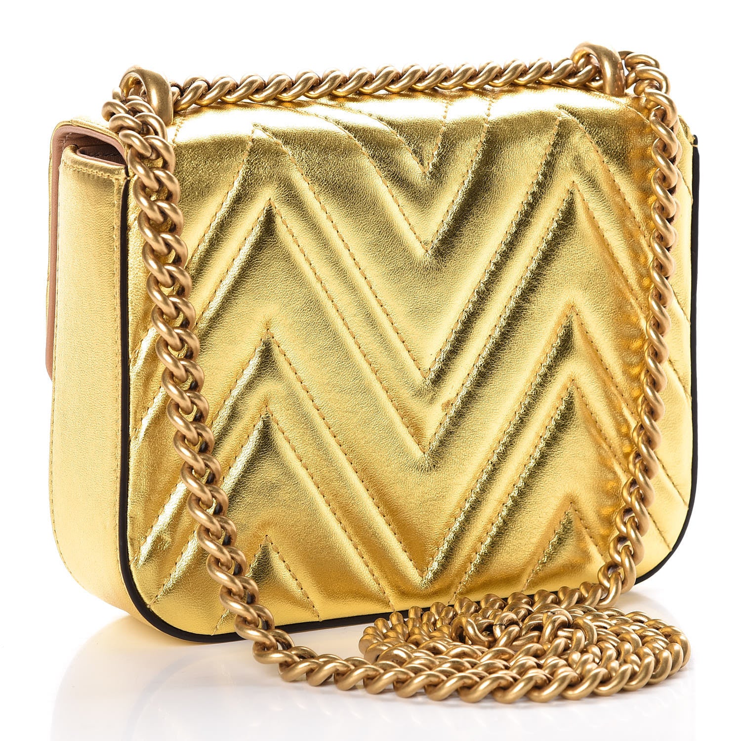 Gucci Metallic Nappa Matelasse Broadway Shoulder Bag Gold 3 of 10