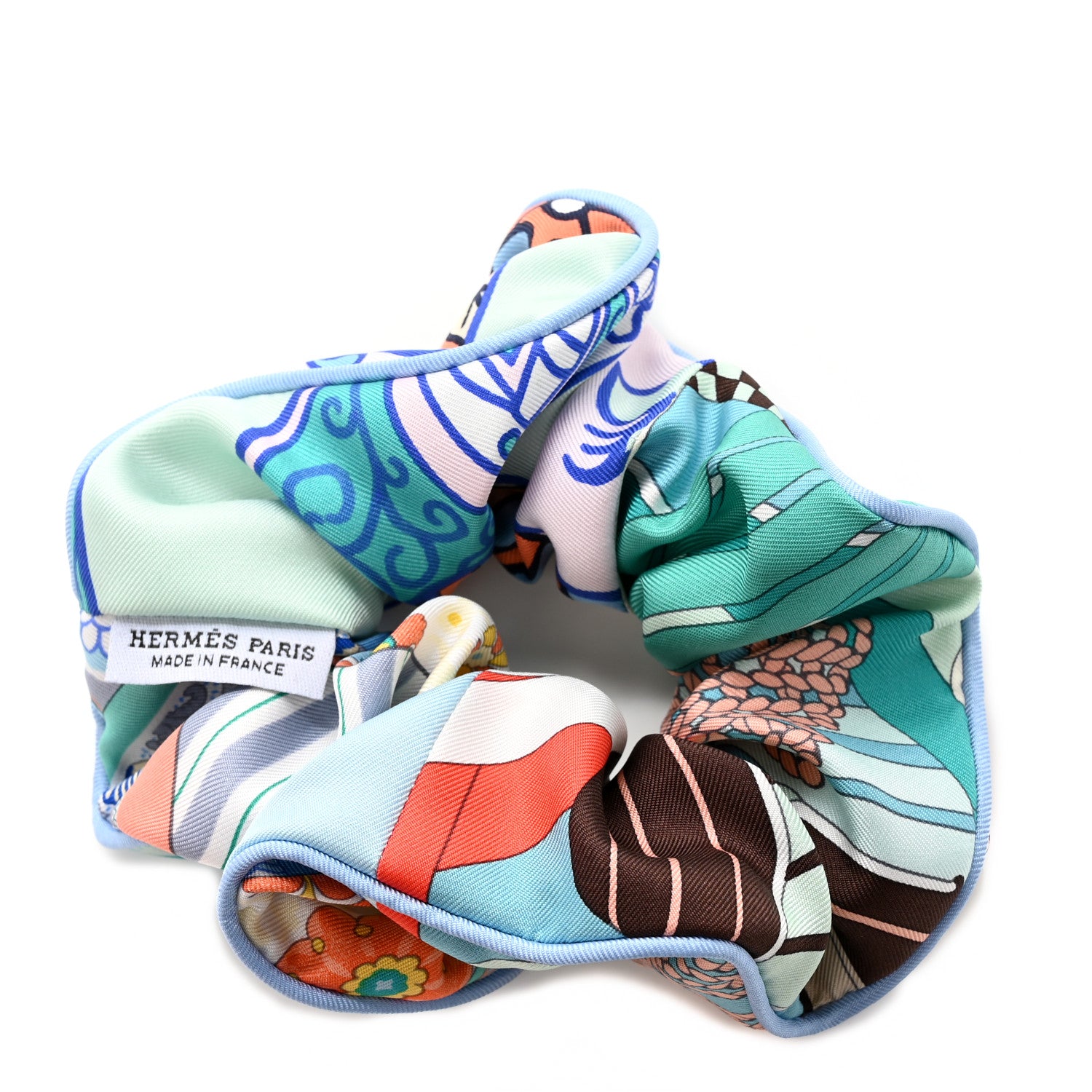 Hermes Silk Patchwork Claudia Scrunchie Multicolore 2 of 4